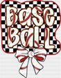 Checkered Baseball Ribbon Design - Baseball DTF Transfer ready2transfer