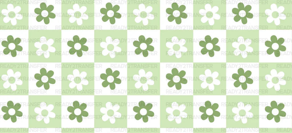 Checkered Flower Design - St Patrick Cup Wrap Uv Sticker Permanent Dtf Decal
