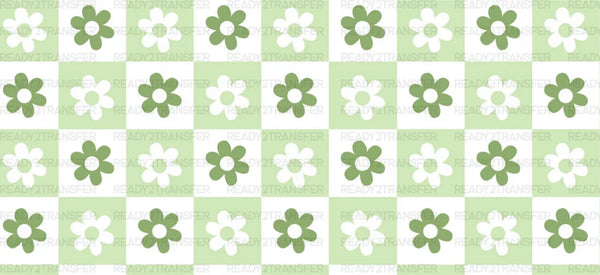 Checkered Flower Design - St Patrick Cup Wrap UV Sticker Permanent UV DTF Decal