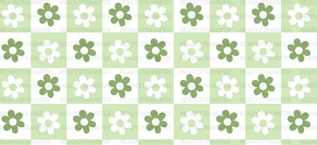 Checkered Flower Design - St Patrick Cup Wrap Uv Sticker Permanent Dtf Decal