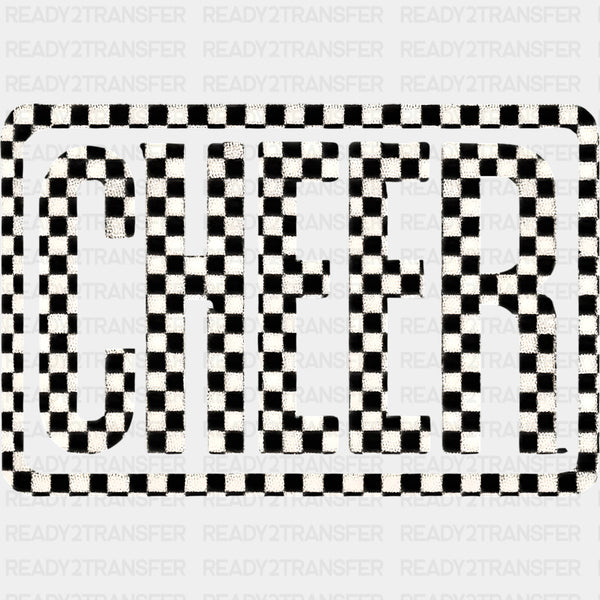 Cheer B&W Checkered - Cheerleading DTF Transfers