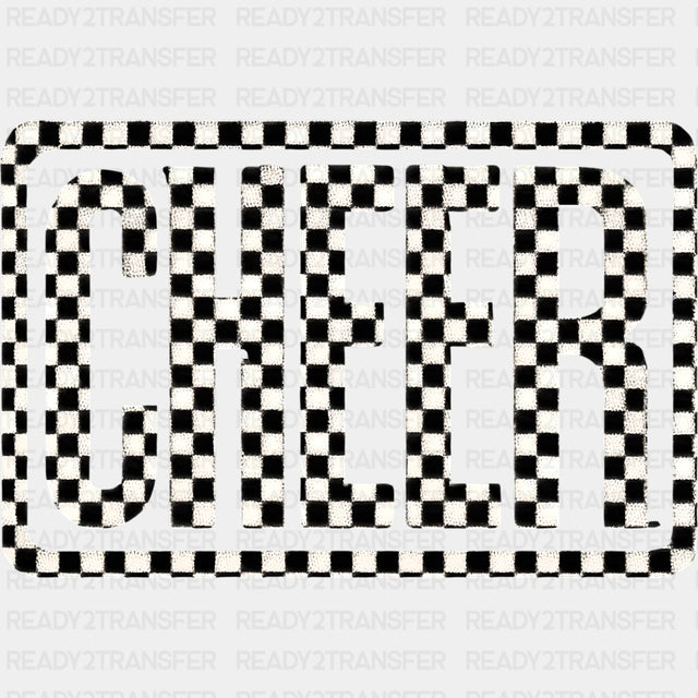 Cheer B&W Checkered - Cheerleading DTF Transfers ready2transfer