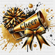 Cheer Black & Gold Megaphone - Cheerleading DTF Transfers ready2transfer