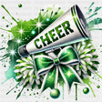Cheer Green & White Megaphone - Cheerleading DTF Transfers ready2transfer
