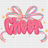 Cheer Pink & Cyan Ribbon - Cheerleading DTF Transfers ready2transfer