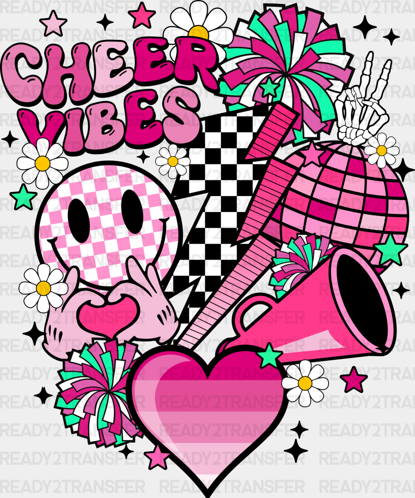 Cheer Vibes Doodles - Cheerleader Dtf Heat Transfer