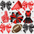 Cheerleader Items Black & Red - Cheerleading DTF Transfers ready2transfer