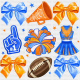 Cheerleader Items Blue & Orange - Cheerleading DTF Transfers ready2transfer