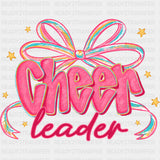 Cheerleader Pink & Cyan Ribbon - Cheerleading DTF Transfers ready2transfer