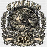 Chicano Hecho en América - Hispanic Heritage Month DTF Transfers - Adult Unisex - S & M (10’’) / Dark Color Design (See