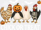Chick Or Treat - Halloween DTF Transfer Adult Unisex - S & M (10’’) / Light Color Design (See Imaging)