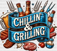 Chillin And Grilling Doodles Design - Bbq Dtf Heat Transfer