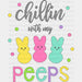Chillin With My Peeps Easter DTF Heat Transfer, Easter Design ready2transfer Black
