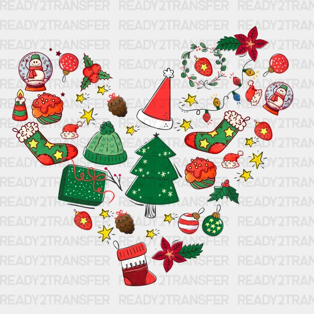 Christmas Heart DTF Transfer ready2transfer