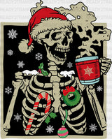 CHRISTMAS SKULL DRINK DTF Transfer ready2transfer