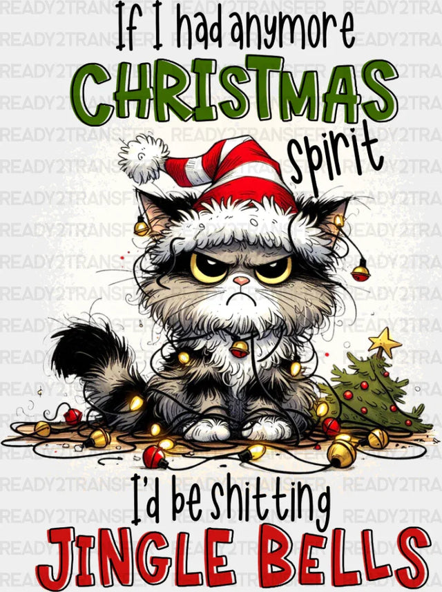 Christmas Spirit Cat - Dtf Transfer Adult Unisex S & M (10’’) / Dark Color Design (See Imaging)