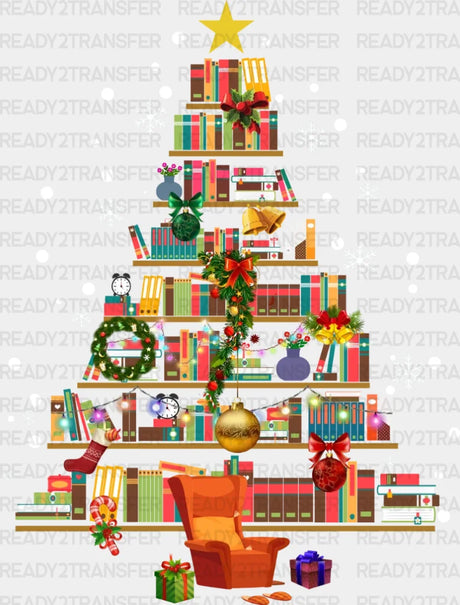 Christmas Tree Bookshelf Dtf Transfer