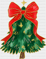 Christmas Tree Red Ribbon - Christmas DTF Transfer