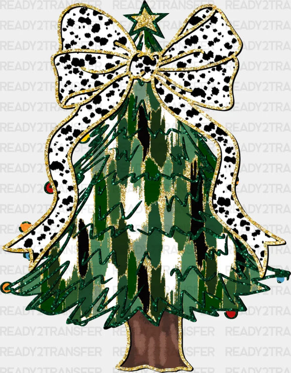 Christmas Tree White Ribbon - Christmas DTF Transfer