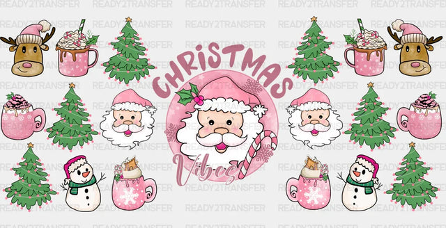 Christmas Vibes Santa Design - Cup Wrap Uv Sticker Permanent Dtf Decal