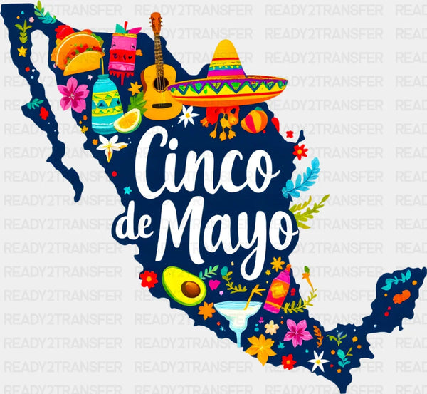 Cinco De Mayo Mexico Map - Cinco De Mayo DTF Transfer