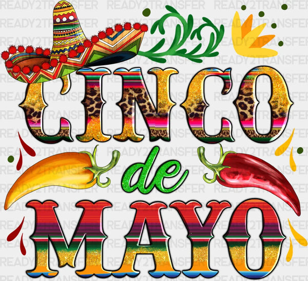 Cinco De Mayo Peppers And Sombrero - Cinco De Mayo DTF heat transfer