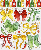 Cinco De Mayo Ribbons - Cinco De Mayo DTF Transfer Adult Unisex - S & M (10’’) / Light Color Design (See Imaging)
