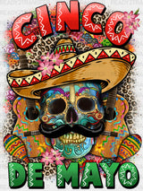 Cinco De Mayo Skull DTF Transfer