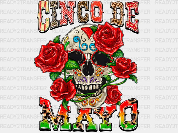 Cinco De Mayo Skull&Rose DTF Transfer