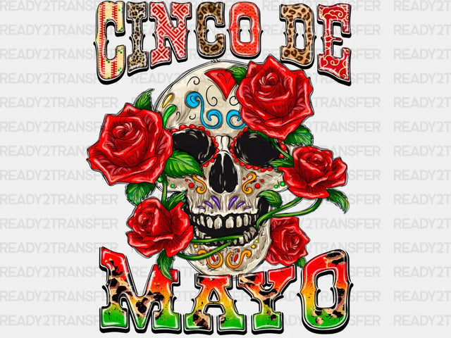 Cinco De Mayo Skull&Rose DTF Transfer