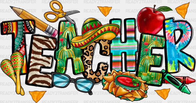 Cinco De Mayo Teacher Design - Teachers Dtf Heat Transfer Adult Unisex S & M (10’’) / Black