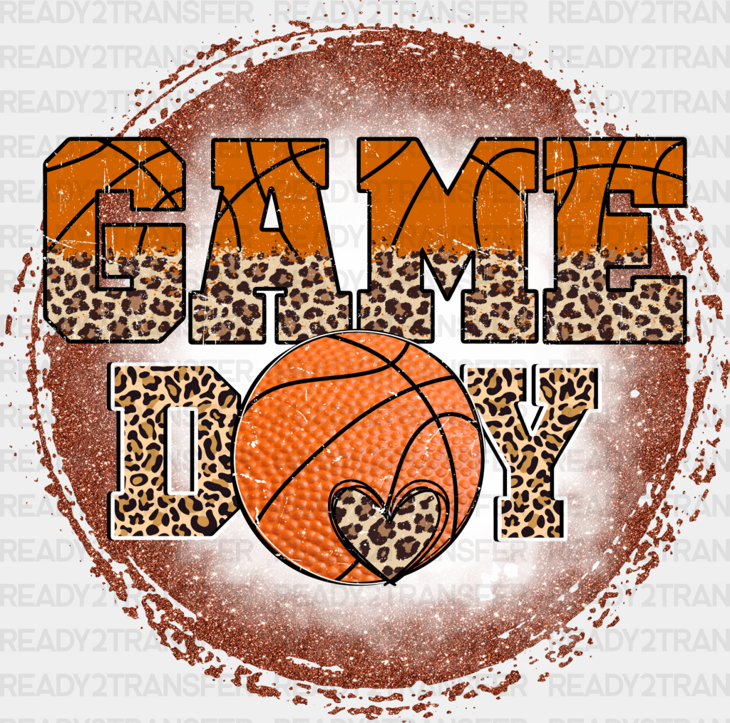 Circle Gameday Leopard Design - Basketball Dtf Heat Transfer