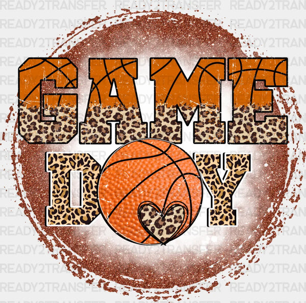 Circle Gameday Leopard Design - Basketball DTF Heat Transfer