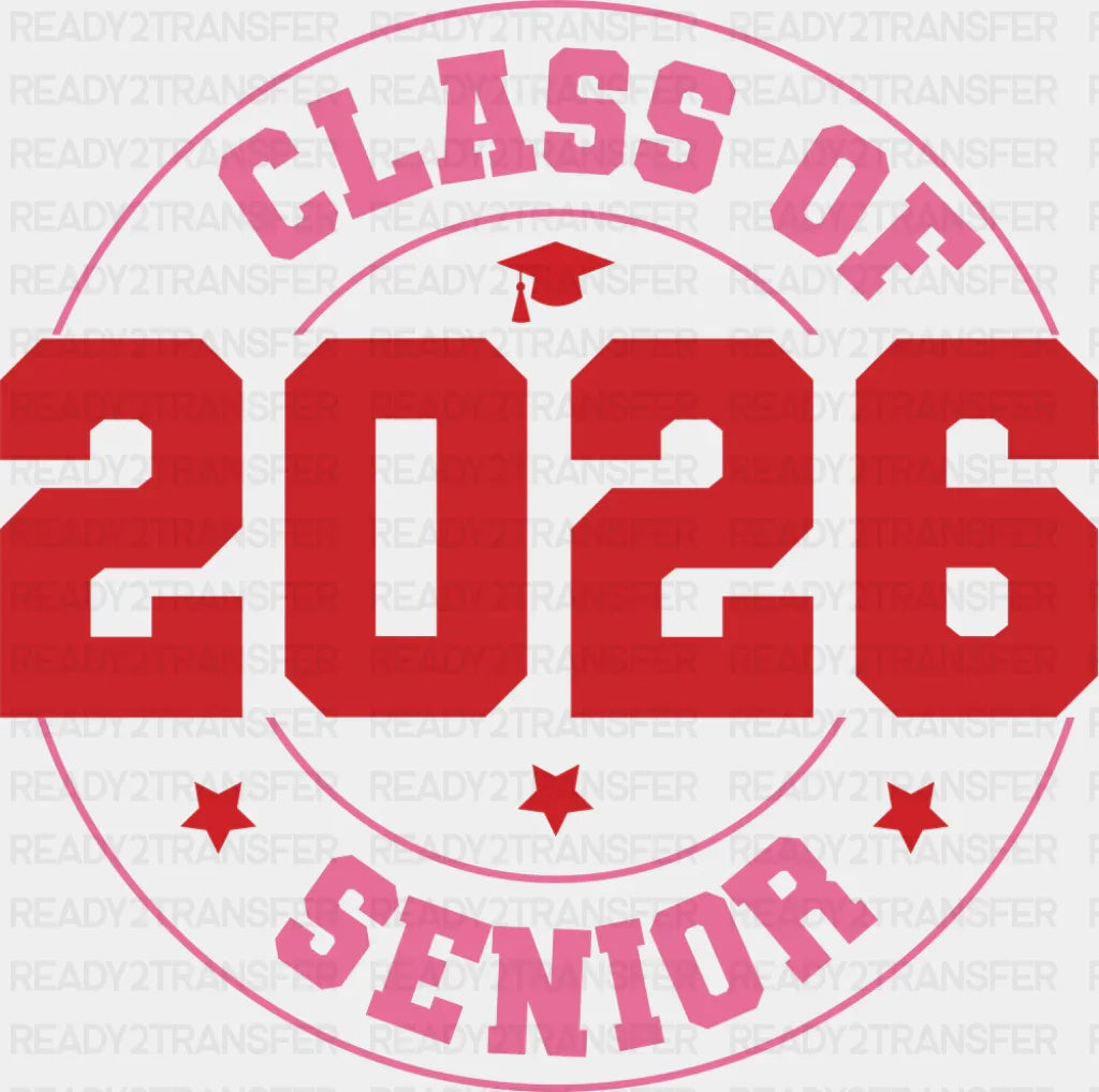 Class Of 2026 Senior Red & Pink - Graduation DTF Transfer