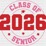 Class Of 2026 Senior Red & Pink - Graduation DTF Transfer