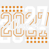 Class Of 2027 Orange Checkers - Senior DTF Transfers - Adult Unisex - S & M (10’’) / Light Color Design (See Imaging)