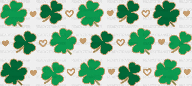 Clover Gold Outline - St Patrick Cup Wrap Uv Sticker Permanent Dtf Decal