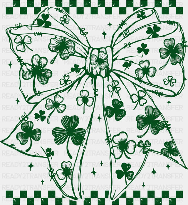 Clover Patterned Clover - St. Patrick’s Day DTF Transfer Adult Unisex - S & M (10’’) / Green Color Design (See Imaging)
