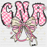 CNA Pink Checkered Design - CNA DTF Transfers ready2transfer