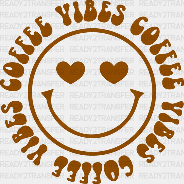 Coffee Vibes Smiley Design - Coffee Iron On DTF Transfer