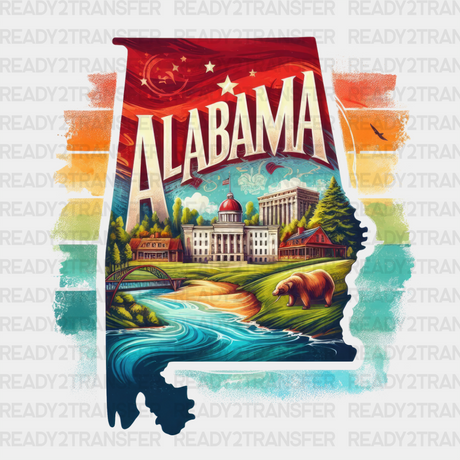 Colorful Alabama State Design - & Cities Dtf Heat Transfer