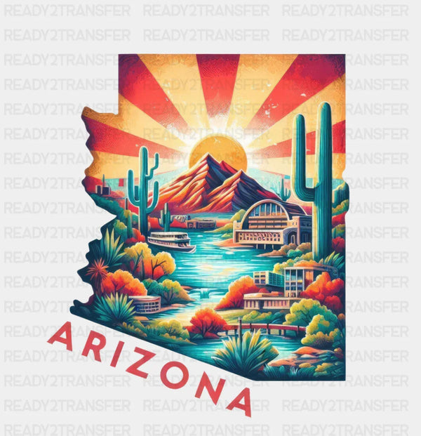 Colorful Arizona State Design - State & Cities DTF Heat Transfer