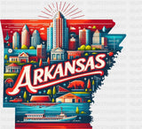Colorful Arkansas State Design - & Cities Dtf Heat Transfer