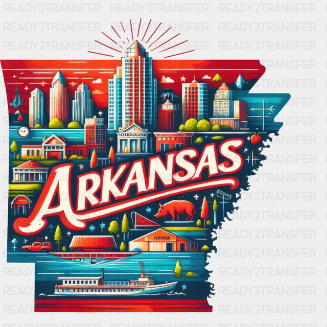 Colorful Arkansas State Design - State & Cities DTF Heat Transfer ready2transfer