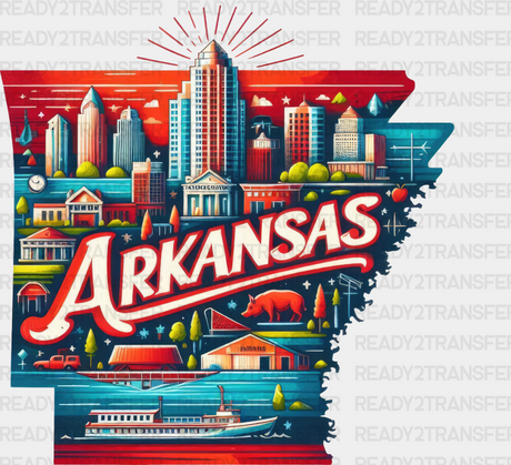 Colorful Arkansas State Design - & Cities Dtf Heat Transfer