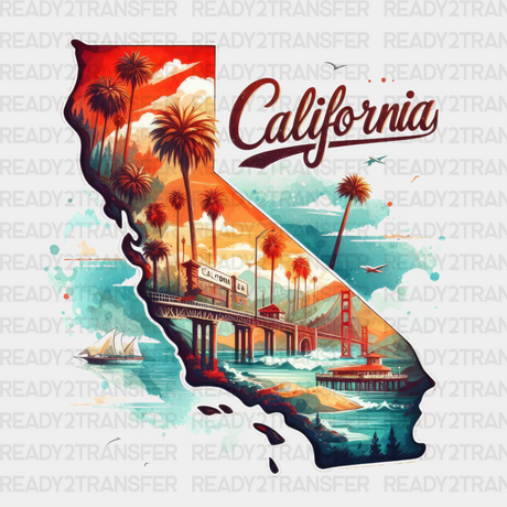 Colorful California State Design - & Cities Dtf Heat Transfer