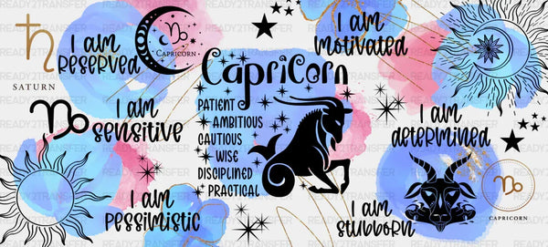 Colorful Capricorn Sign - Zodiac Cup Wrap UV Sticker Permanent UV DTF Decal