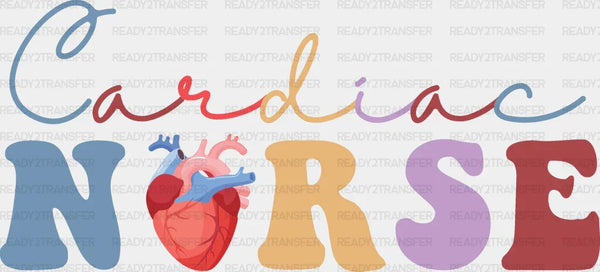 Colorful Cardiac Nurse Heart Design - Cardiac Nurse DTF Transfers