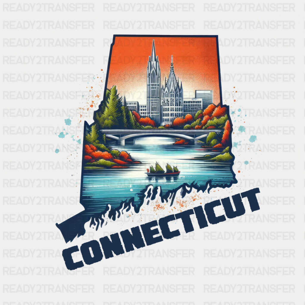 Colorful Connecticut State Design - State & Cities DTF Heat Transfer ready2transfer