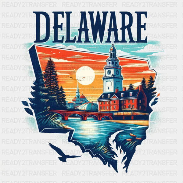 Colorful Delaware State Design - State & Cities DTF Heat Transfer